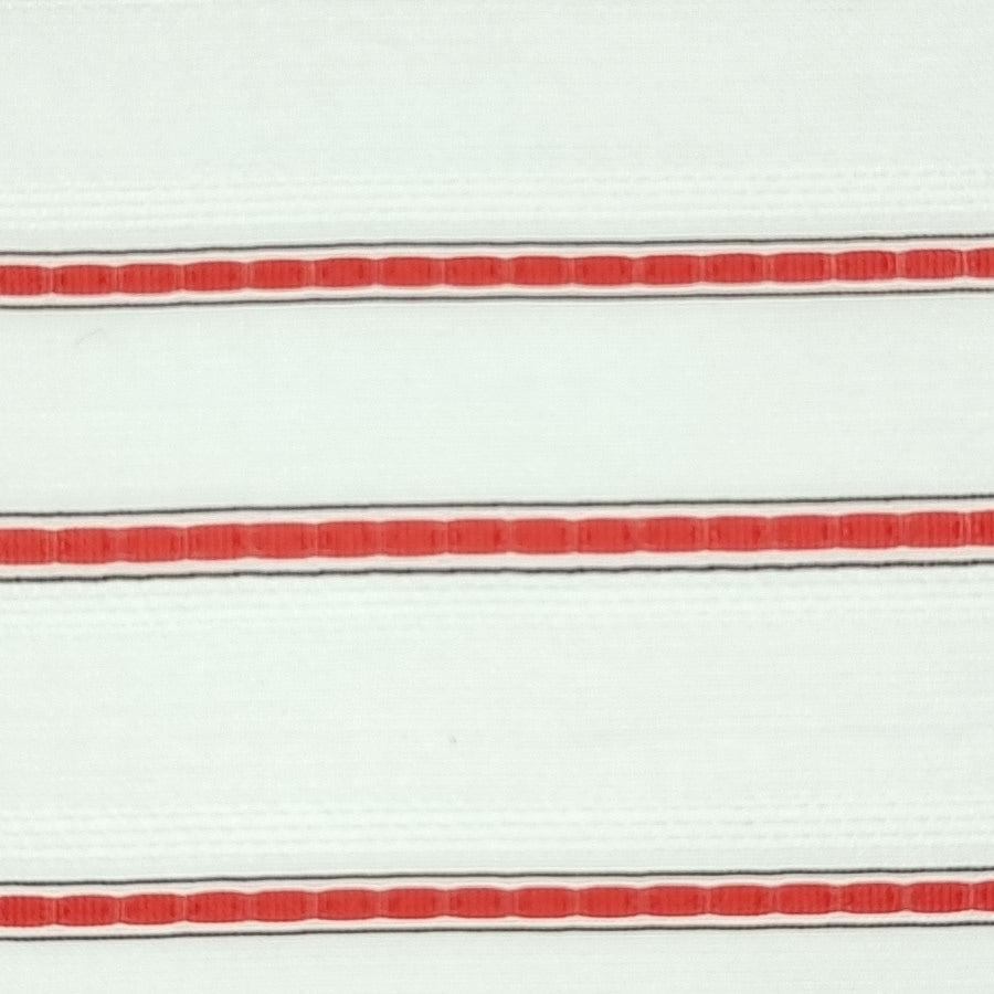 Stripe Rayon Nylon Polyester Woven Fabric-White Red