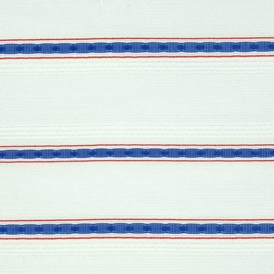 Stripe Rayon Nylon Polyester Woven Fabric-White blue