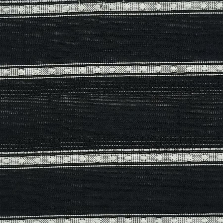 Stripe Rayon Nylon Polyester Woven Fabric-Black