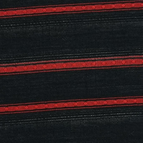 Stripe Rayon Nylon Polyester Woven Fabric-Black Red