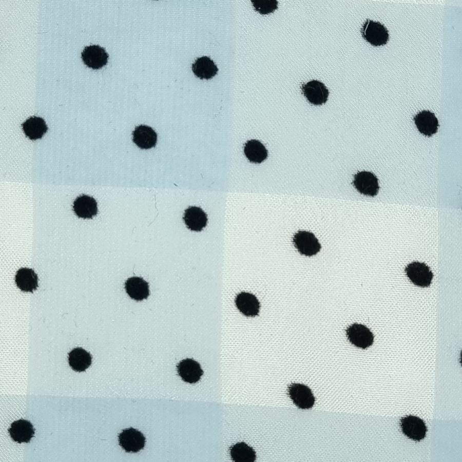 1.Blue-2.White-3.Ivory-4.Brown-5.Green - 3mm Dots Flocking Check Polyester Woven Fabric - FAB 1457