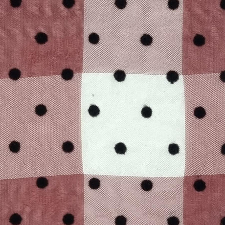 14mm Dots Flocking Check Polyester Woven Fabric-Purple