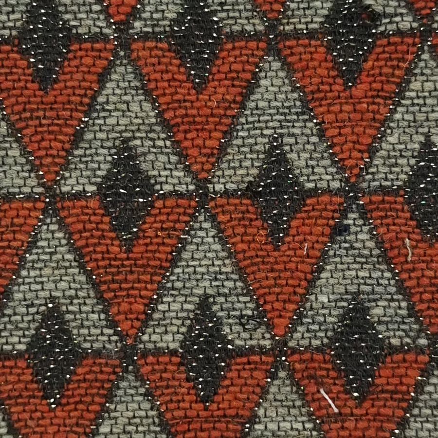 1.Orange-2.Red-3.Grey-4.Black-5.Black - Jacquard Wool Polyester Acrylic Metallic Woven Fabric - FAB 1460