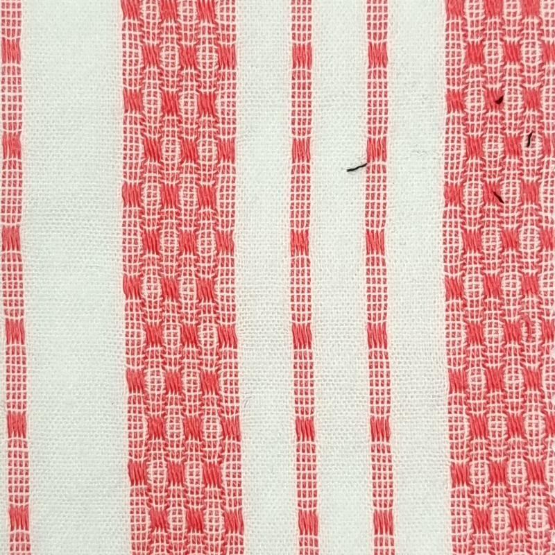 Stripe Jacquard Cotton Polyester Woven Fabric-Red