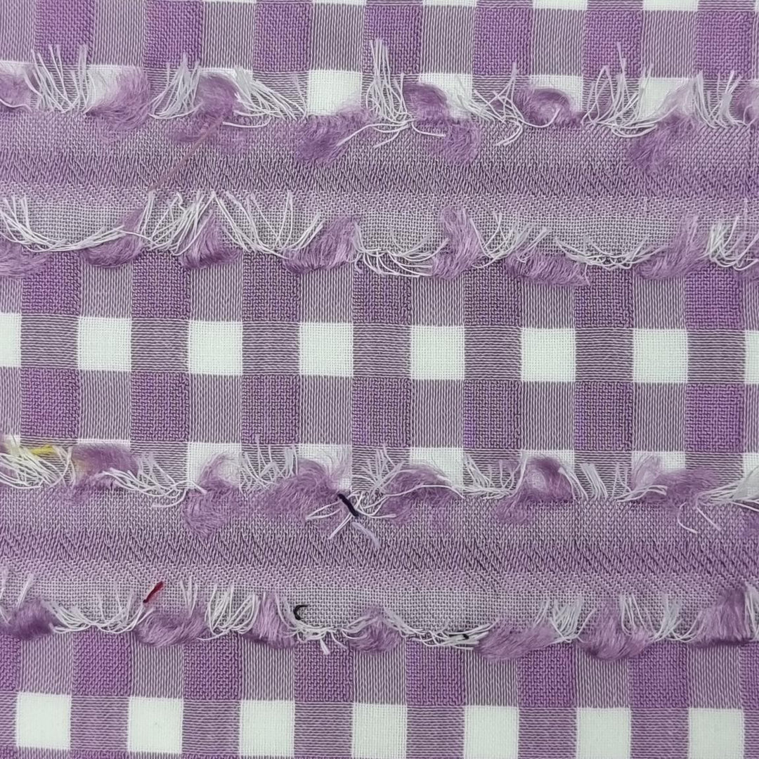 1.Lilac-2.Coral-3.Navy-4.Ivory-5.Black - Gingham Check Stripe Jacquard R/T Woven Fabric - FAB 1481
