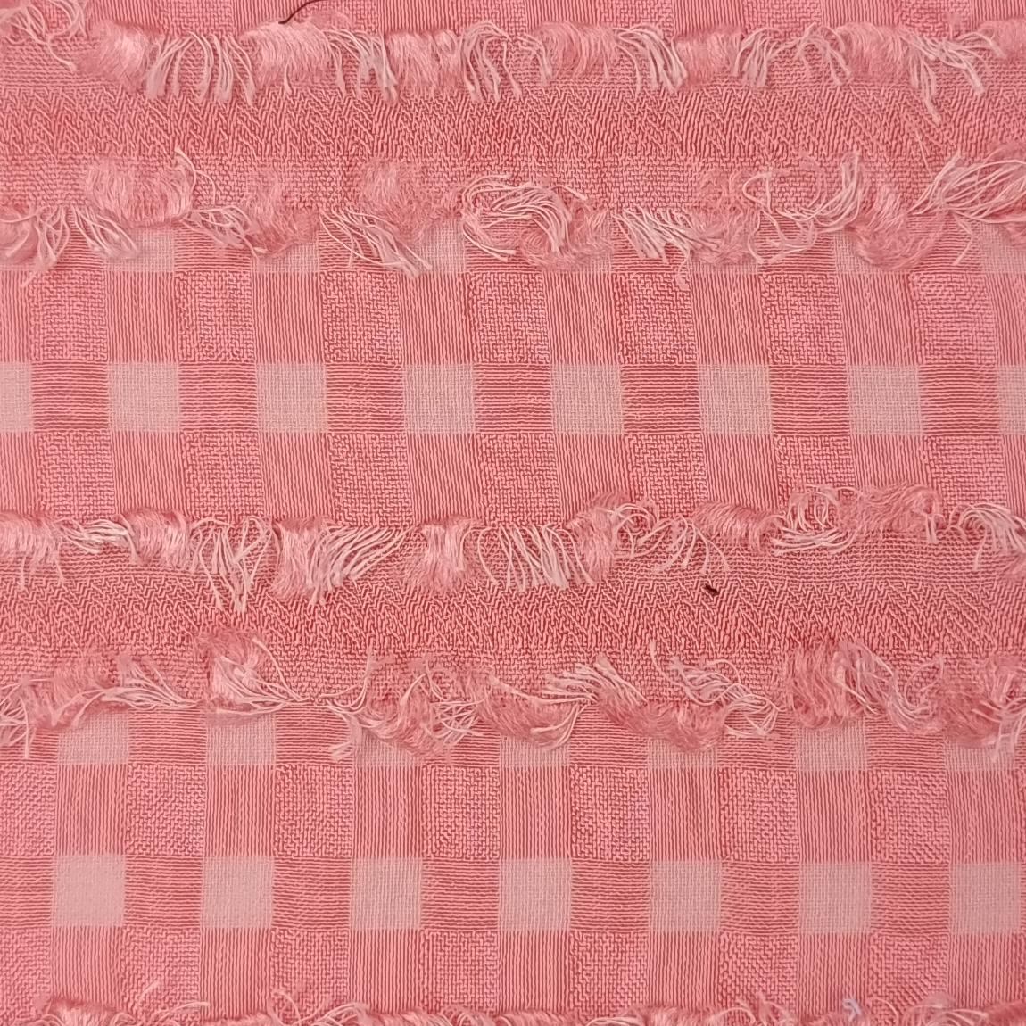 Gingham Check Stripe Jacquard R/T Woven Fabric - FAB 1481 - 2.Coral