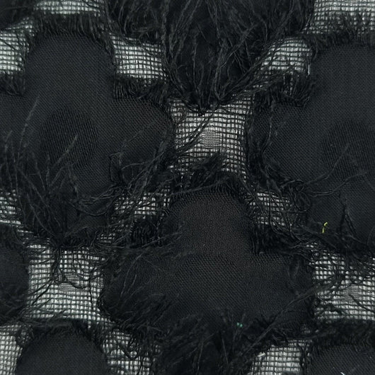 Feather Foral Jacquard Polyester Woven Fabric-Black
