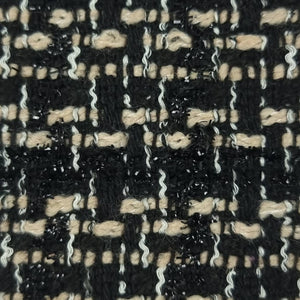 Tweed Metallic Polyester Woven Fabric | FAB1491 | 1.Black Red, 2.Black Orange, 3.Black Beige, 4.Black Blue, 5.Black Grey, 6.Black White by Fabricis.com #