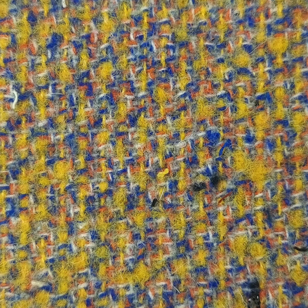 1.Yellow-2.Green-3.Orange-4.Purple-5.Blue - Wool Tweed Yarn Dyed Woven Fabric - FAB 1492
