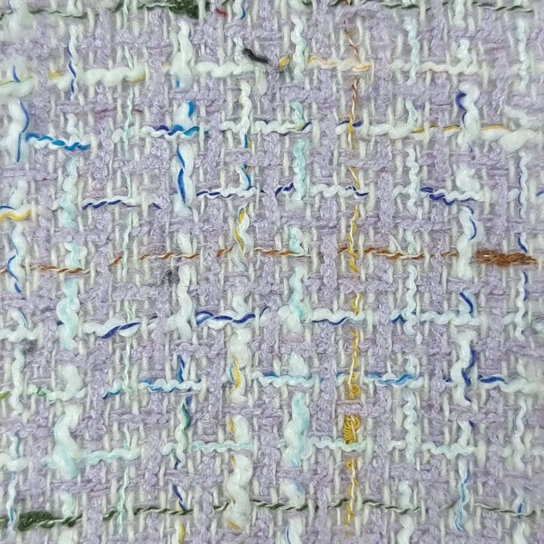 1.Lilac-2.Blue-3.Pink-4.White-5.Black - Tweed Yarn Dyed Woven Fabric - FAB 1493