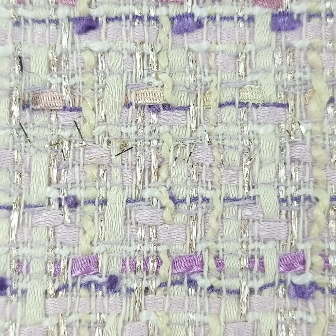 1.Lilac-2.Blue-Swatch - Tweed Y/Dyed Cotton Polyester Woven Fabric - FAB 1496